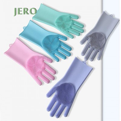 RTS 1 Pair Food Grade Silicone Rubber Dish washing Cleaning Gloves for Household Scrubber Kitchen Brush Tool